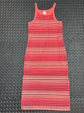 No Boundaries Midi Dress Striped Knit Tank Spaghetti Strap Pink Womens Large